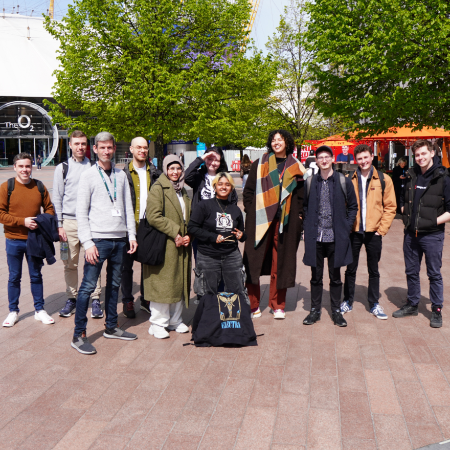 The team posing for a group photo 