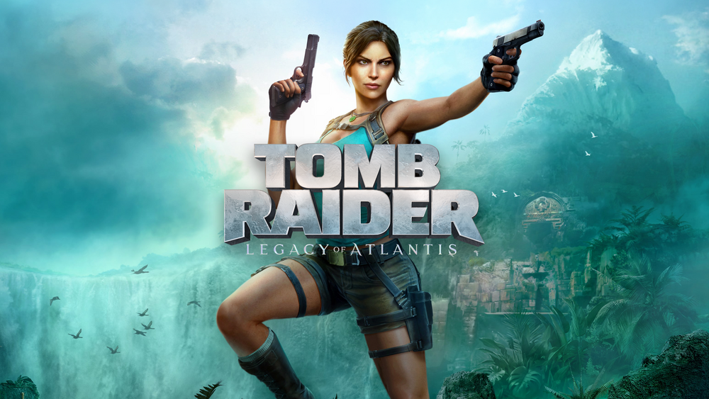 Artwork of Lara Croft stood with a gun in each hand, looking into the distance
